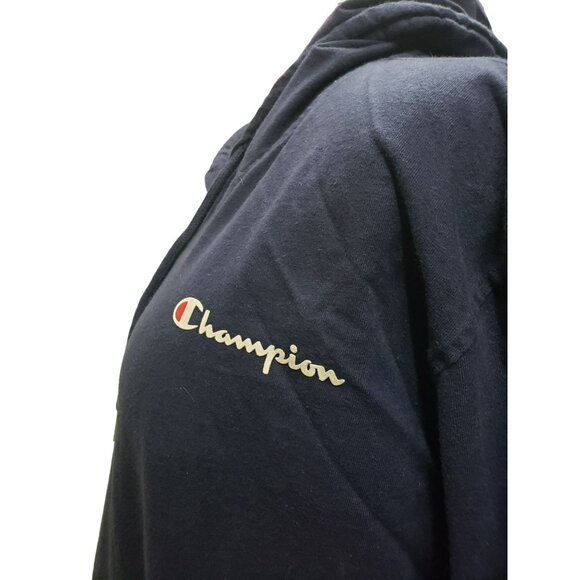 Champion Navy Blue Hoodie T-Shirt, Long Sleeve, Men's XXL, Drawstring, Pocket - Picture 3 of 13